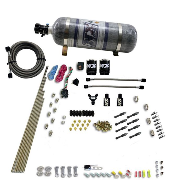 Sistema de óxido nitroso de puerto directo en seco de 8 cilindros, 12 lb, Nitrous Express NX 93006-12