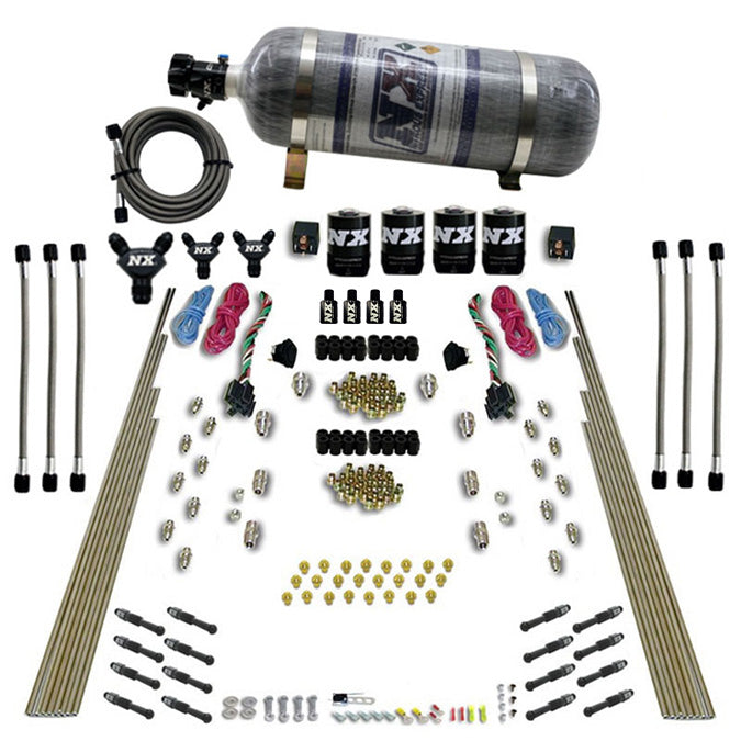Sistema de nitrous Direct Port seco de dos etapas para 8 cilindros 12LB Nitrous Express NX 93106-12