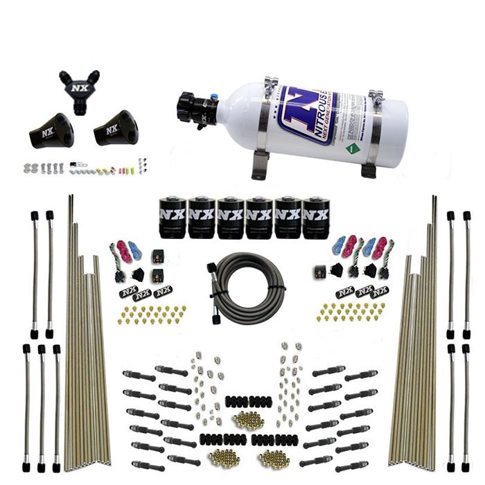 Nitrous Express NX 93206-05 Three-Stage Direct Dry Port 8-Cylinder Nitrous System, 5lb