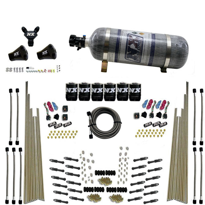Sistema de nitrous Direct Port seco de tres etapas para 8 cilindros 12LB Nitrous Express NX 93206-12