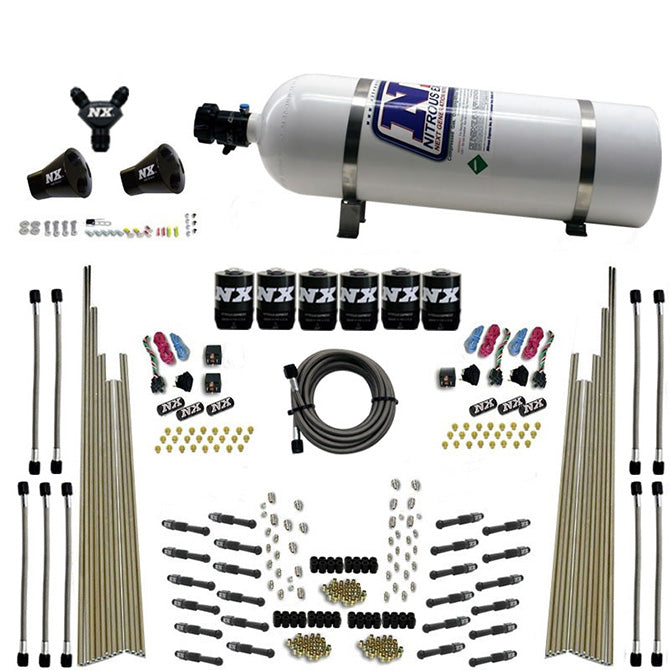 Sistema de nitrous Direct Port seco de tres etapas para 8 cilindros 15LB Nitrous Express NX 93206-15