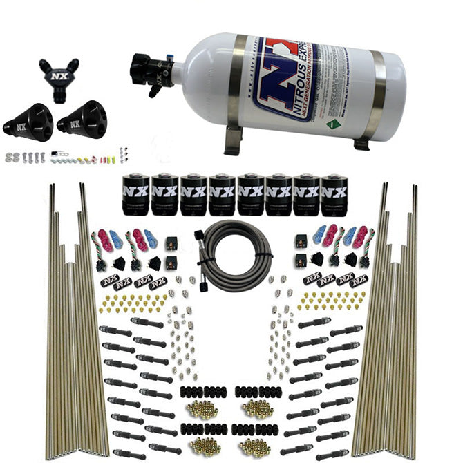 Sistema de nitro seco Direct Port de cuatro etapas para 8 cilindros 10LB Nitrous Express NX 93306-10