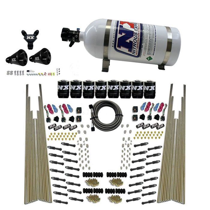 Sistema de óxido nitroso de cuatro etapas para motores de 8 cilindros, de puerto directo en seco, 10 lb, Nitrous Express NX 93306-10