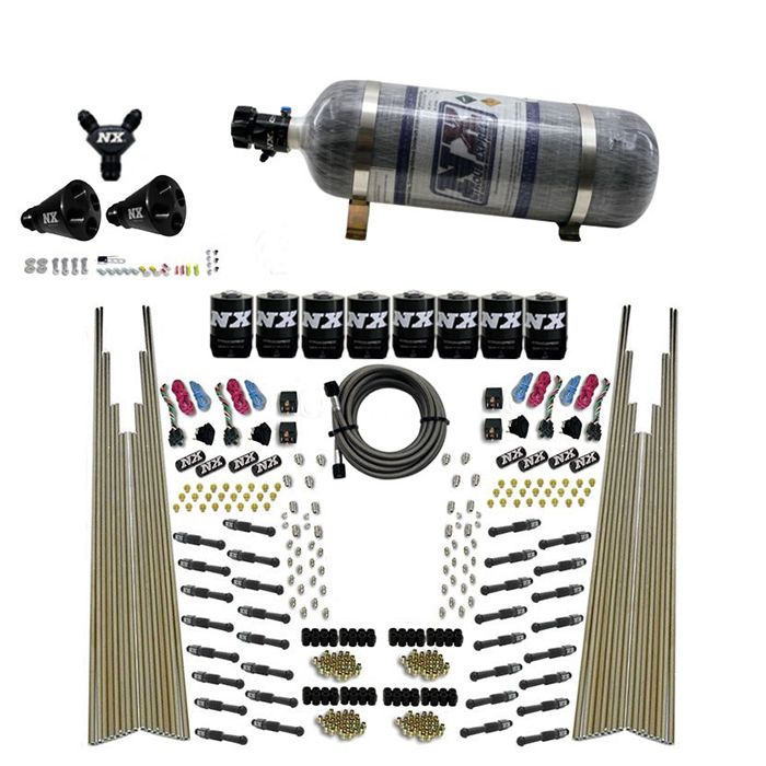 Sistema de óxido nitroso de cuatro etapas para motores de 8 cilindros, de puerto directo en seco, 12 lb, Nitrous Express NX 93306-12