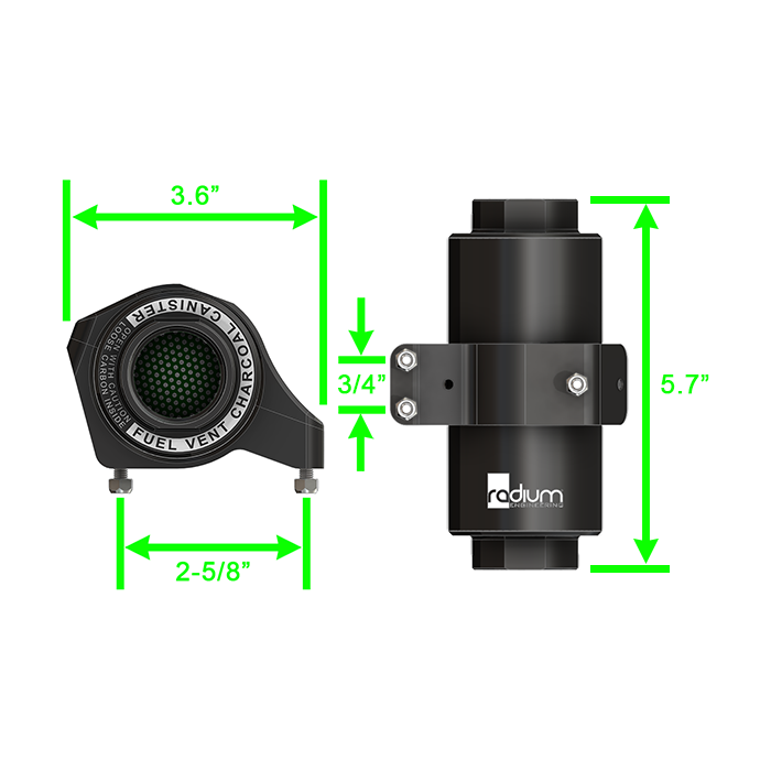 Radium Engineering 3/8 in. Hose Fuel Vent Activated Carbon Filter