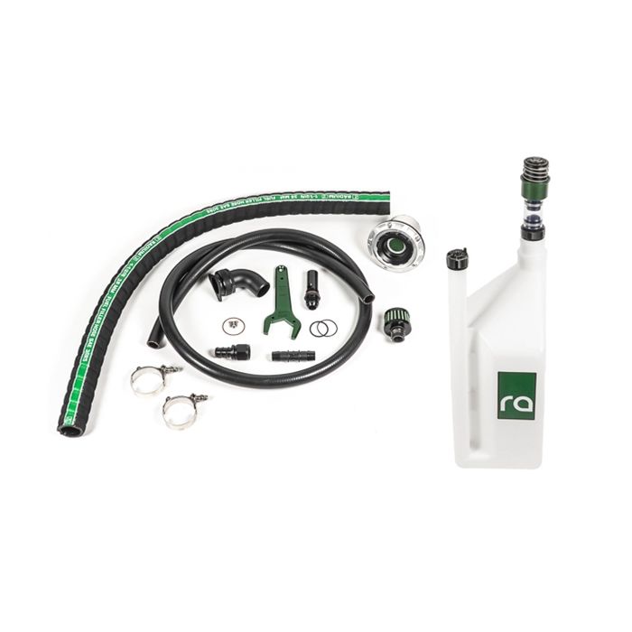 Radium Engineering FCST-X remote mount fuel cell refueling kit with 1.5-inch pressure relief valve (PRV) and dry disconnect