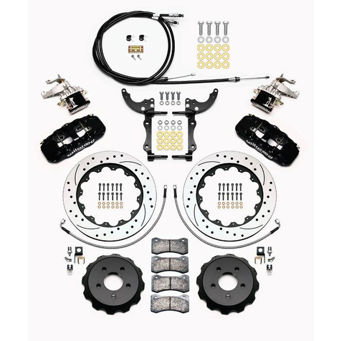 Wilwood 140-13888-D Large Rear Parking Brake Kit AERO4-MC4, 14.00, Drilled, Black for Ford