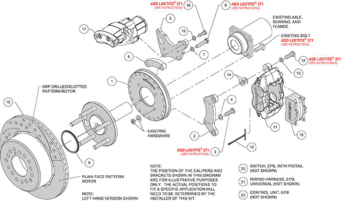 Wilwood 140-16164 Kit de frenos trasero Forged Dynalite 12,19 taladrado