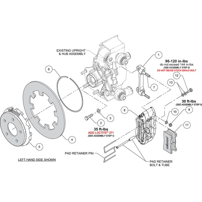 Wilwood 140-17735-R NDPR Rear Brake Kit, Red, for Polaris RZR