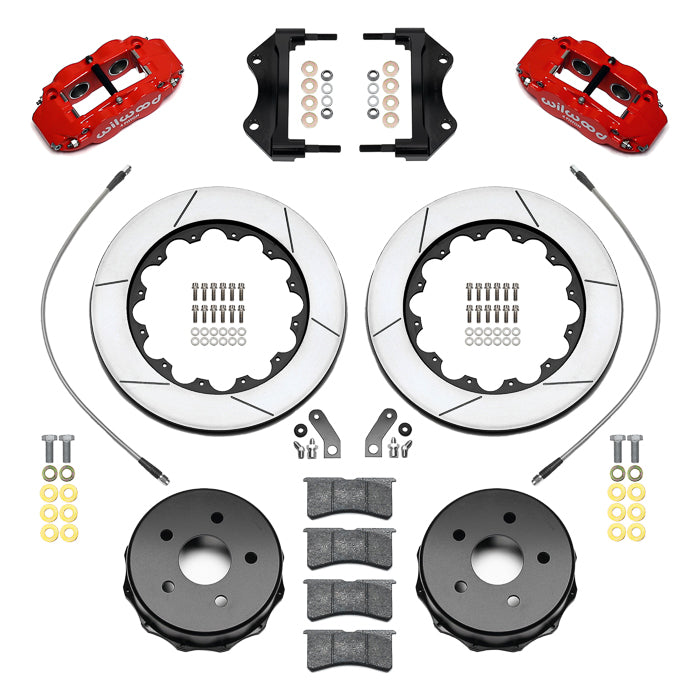 Wilwood 140-18075-R Kit de freno trasero big brake Forged Narrow Superlite 4R para freno de mano original 13,5 rojo
