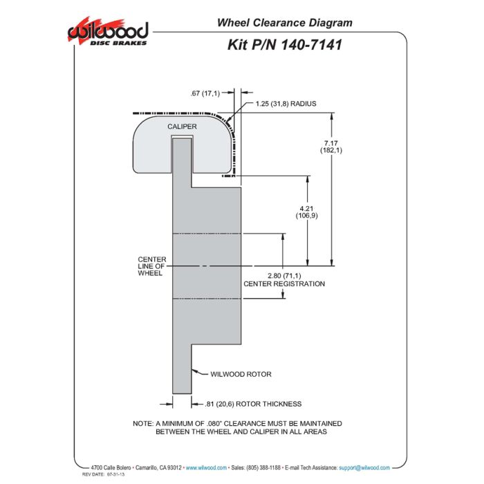 Kit de freno trasero forjado Wilwood 140-7141-D Dynalite 12.19 perforado negro