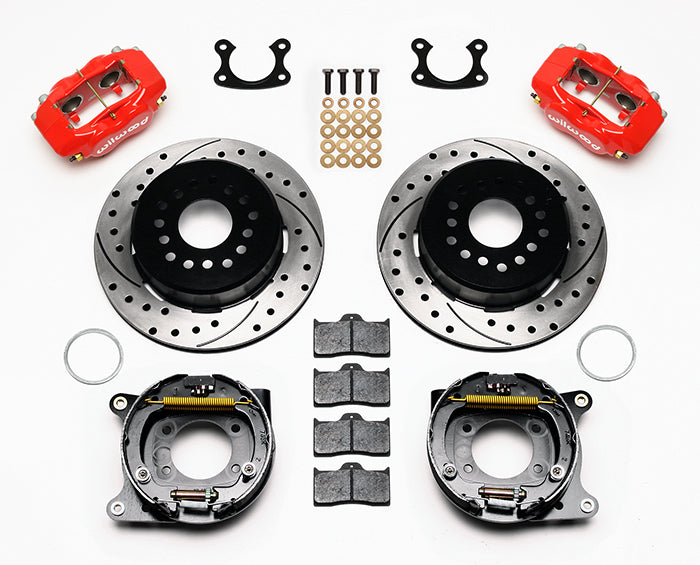 Wilwood 140-9282-DR Kit de freno de mano trasero Forged Dynalite 12,19 taladrado y ranurado rojo