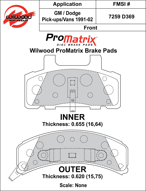 Pastillas de freno Wilwood 150-10-D0369K BP-10 D369 Street Performance Racing Pads 0,67