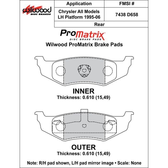 Wilwood 150-10-D0658K BP-10 D658 High-Performance Street Racing Brake Pads .61