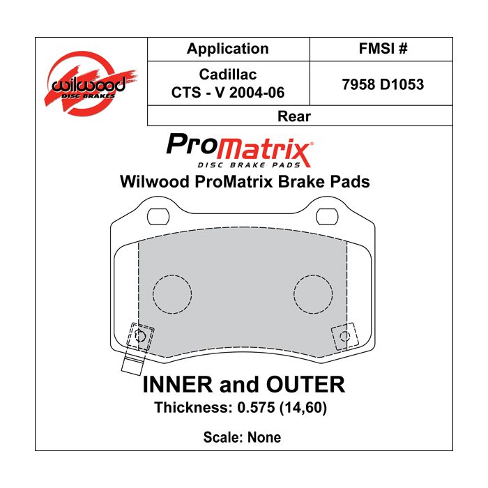 Wilwood 150-30-D1053K BP-30 D1053 Brake Pads High-temperature racing pads .575