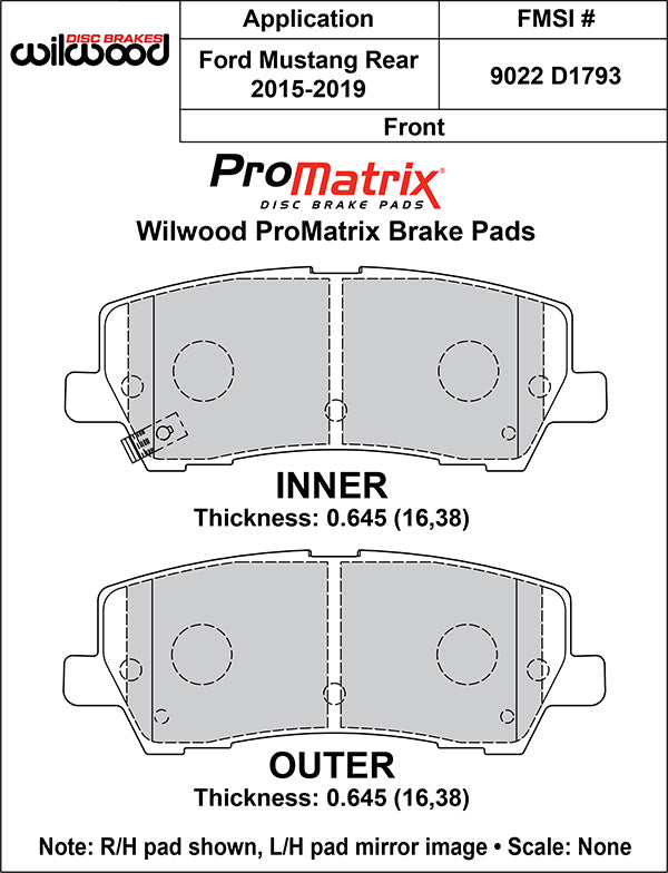 Pastillas de freno Wilwood 150-30-D1793K BP-30 D1793 High-Temperature Racing Pads 0,645