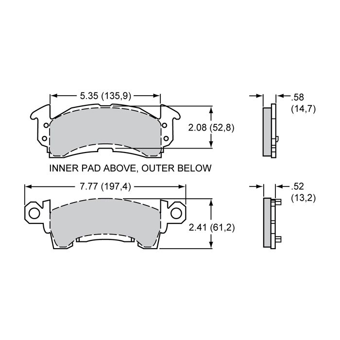 Wilwood 150-45-D52K BP-45 D52 High-Temperature Racing Brake Pads .52 .58