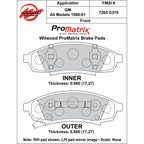 Wilwood 150-D0376K PM ProMatrix D376 Street Performance Racing Brake Pads .68