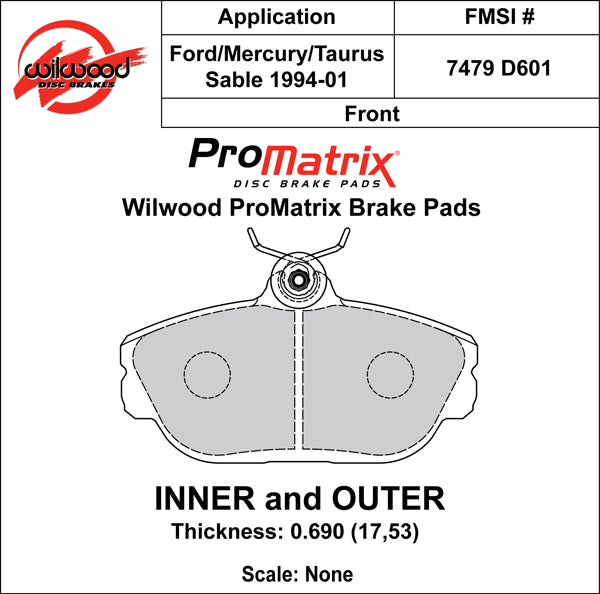 Pastillas de freno Wilwood 150-D0601K PM ProMatrix D601 Street Performance Racing 0,69