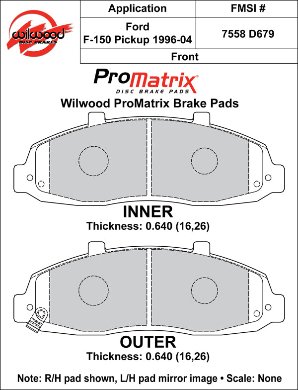 Pastillas de freno Wilwood 150-D0679K PM ProMatrix D679 Street Performance Racing Pads 0,64