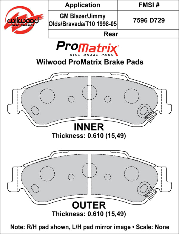 Pastillas de freno Wilwood 150-D0729K PM ProMatrix D729 Street Performance Racing Pads 0,61