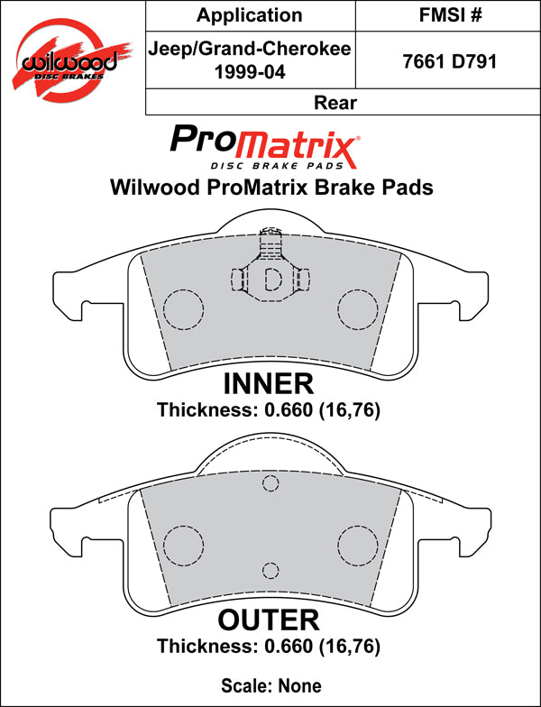 Pastillas de freno Wilwood 150-D0791K PM ProMatrix D791 Street Performance Racing Pads 0,66