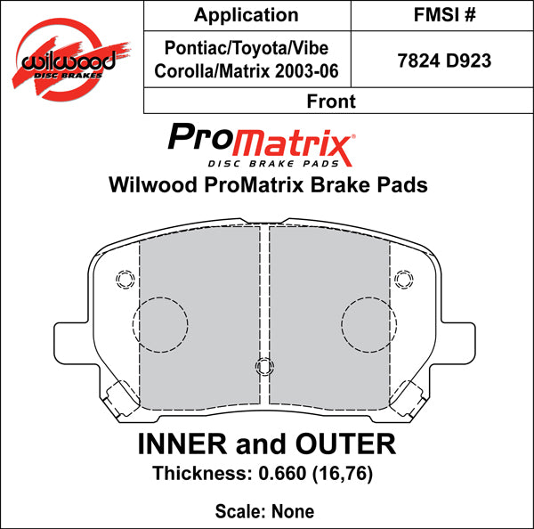 Pastillas de freno Wilwood 150-D0923K PM ProMatrix D923 Street Performance Racing Pads 0,66