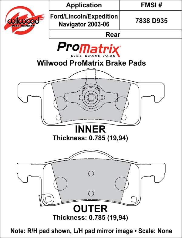 Pastillas de freno Wilwood 150-D0935K PM ProMatrix D935 Street Performance Racing Pads 0,79