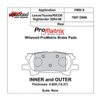 Wilwood 150-D0996K PM ProMatrix D996 High Performance Street Compound Brake Pads .605