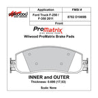 Wilwood 150-D1069BK PM ProMatrix D1069B Street High Performance Competition Brake Pads .69