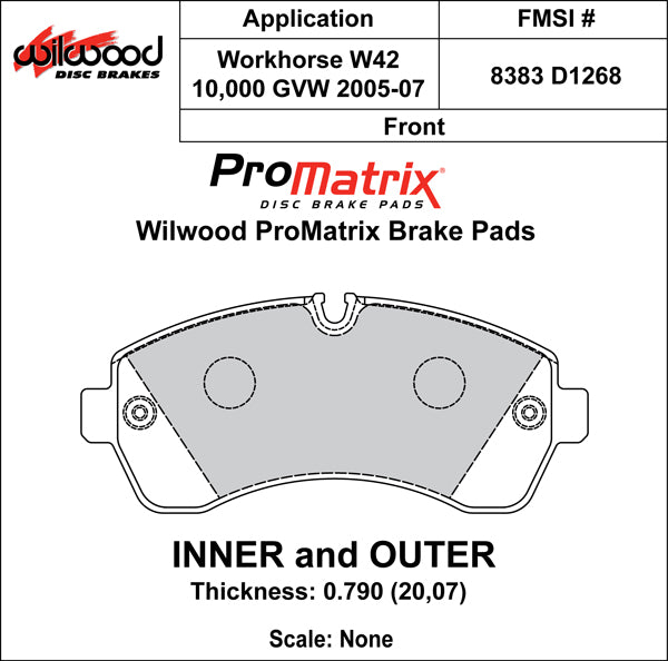 Pastillas de freno Wilwood 150-D1268K PM ProMatrix D1268 Street Performance Racing Pads .79