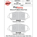 Wilwood 150-D1273K PM ProMatrix D1273 Street Performance Racing Brake Pads .65