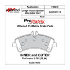 Wilwood 150-D1318K PM ProMatrix D1318 Street Performance Racing Brake Pads .785