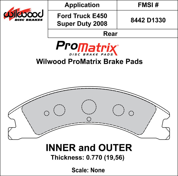 Pastillas de freno Wilwood 150-D1330K PM ProMatrix D1330 Street Performance Racing 0,77