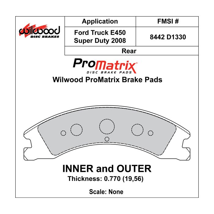 Wilwood 150-D1330K PM ProMatrix D1330 Street Performance Racing Pads .77