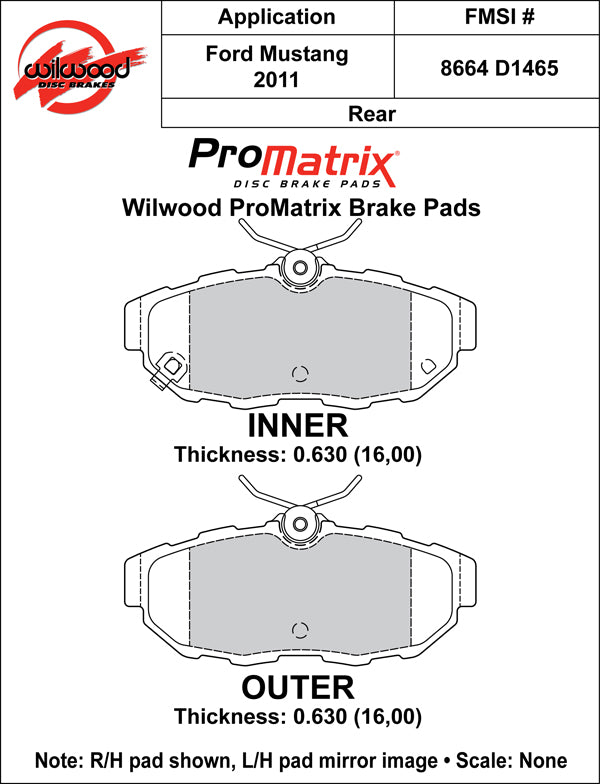 Pastillas de freno Wilwood 150-D1465K PM ProMatrix D1465 Street Performance Racing 0,63
