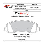 Wilwood 150-D1631AK PM ProMatrix D1631A High Performance Street Competition Brake Pads .69