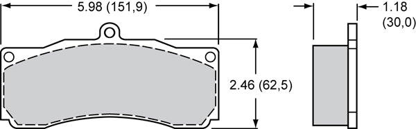 Pastillas de freno Wilwood 15A-10253K-B PolyMatrix A 8830 High-Temperature Racing Pads 1,18 rodadas