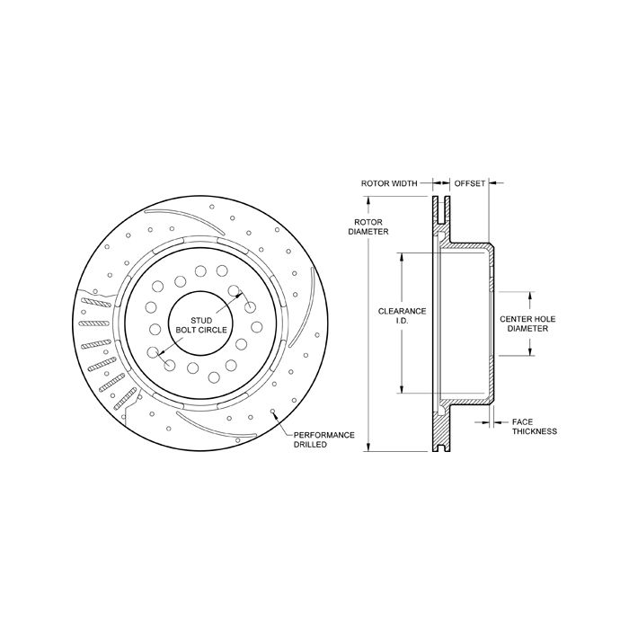 Wilwood 160-11375-BK SRP Drilled High Performance 11.00 Left Black Brake Rotor