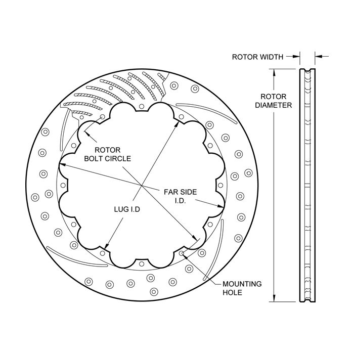 Wilwood 160-13543 SRP Drilled High-Performance Brake Rotor, 12.88, Right Hand Side