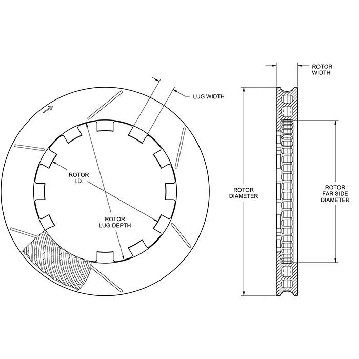 Wilwood 160-15875 GT 13-inch 48-vane curved slotted right-hand rotor