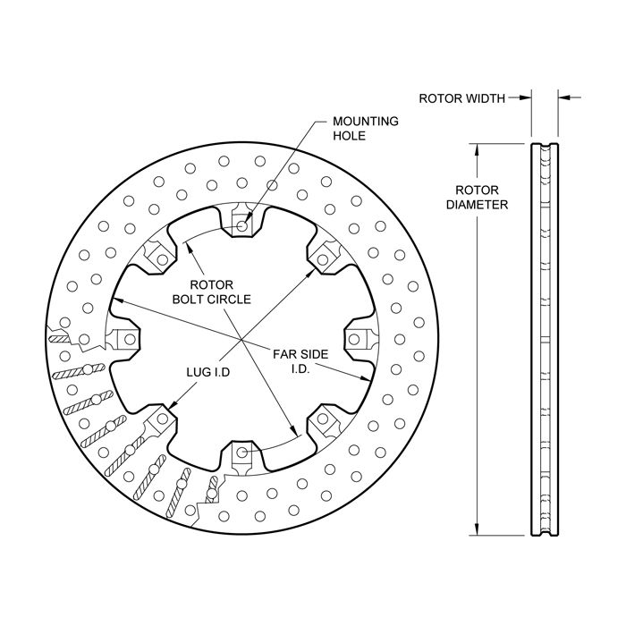 Rotor de paletas Wilwood 160-5865 Ultralite de 32 pulgadas perforado 12.19