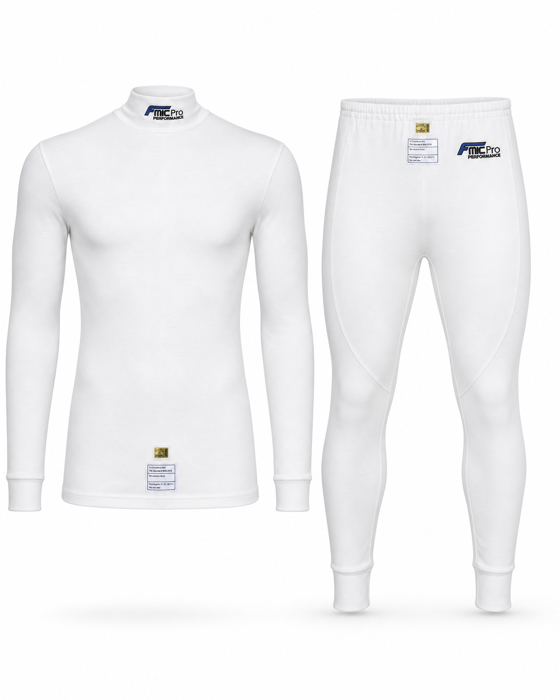Ropa interior ignífuga conjunto de cuello alto y pantalón FMIC.Pro blanco FIA 2036 8856-2018 talla L