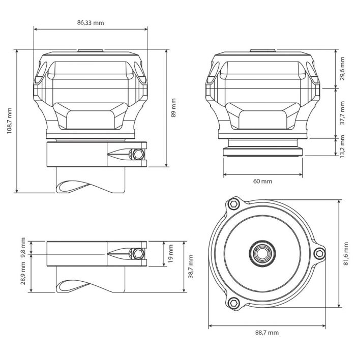 Nuke Performance BOV50c blow-off valve with V-band
