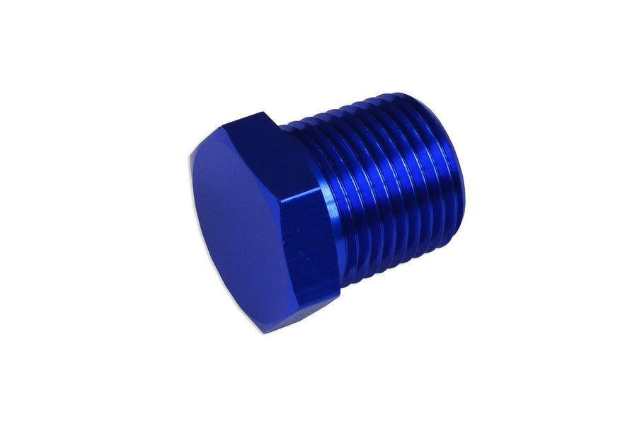 1/8 NPT Adapter Hex Head Plug Lock Blocker Male Oil Fuel Blue