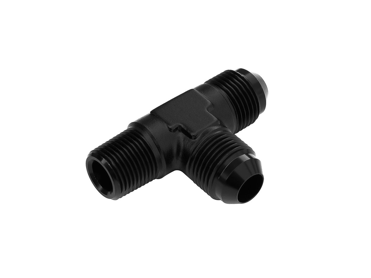Adaptador en T de 3/4 NPT a AN12 JIC Flare para combustible y aceite negro
