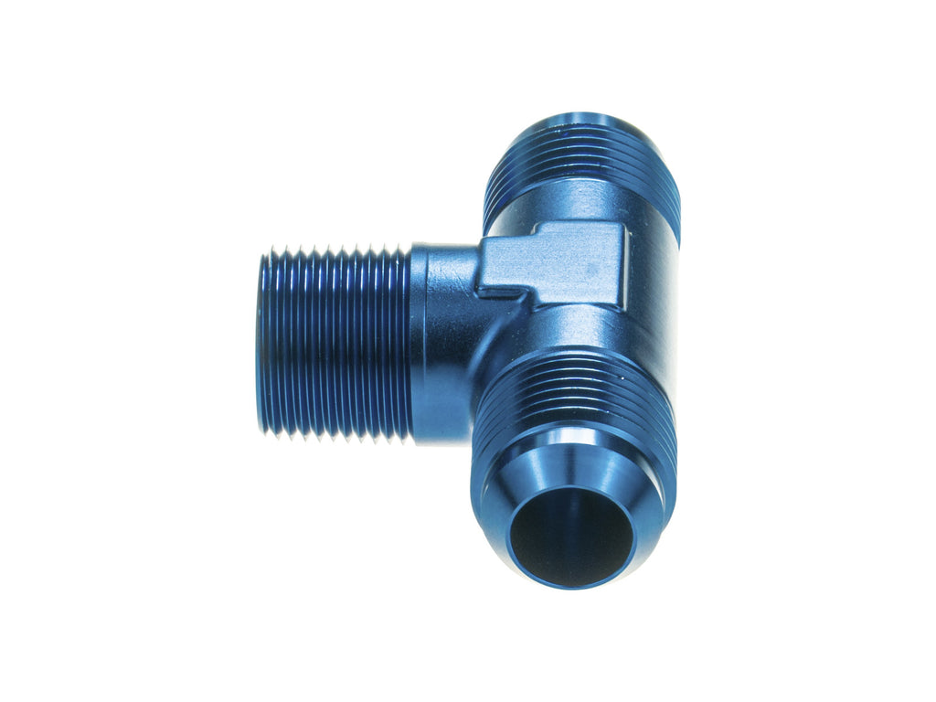 Adaptador en T de 1/4 NPT a AN6 JIC Flare para combustible y aceite azul