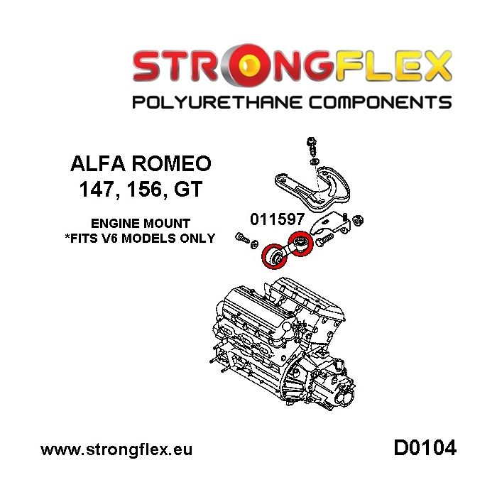 Alfa Romeo 147 156 GT 011597B: V6 Engine Mount Stabilizer