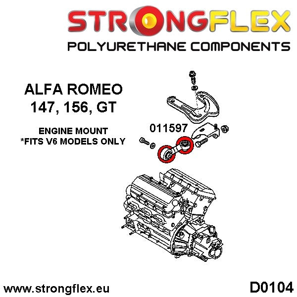 Alfa Romeo 147 156 GT 011597B: Estabilizador del soporte del motor V6