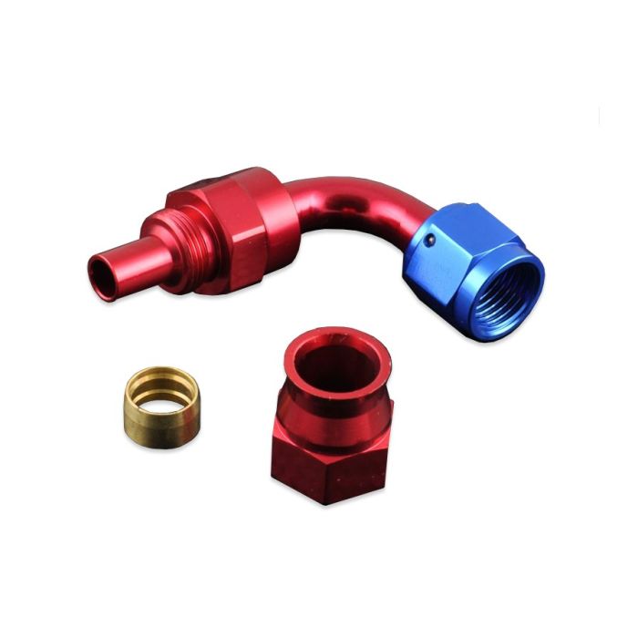 AN-10 AN10 JIC 90 Degree Fuel PTFE Hose Fitting, Red End